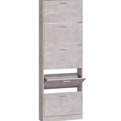 Produits Ménagers-vidaXL Armoire à chaussures 59x17x169 cm Bois d'ingénierie Gris béton