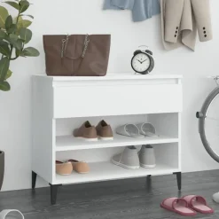 Produits Ménagers-vidaXL Armoire à chaussures 70x36x60 cm Bois d'ingénierie Blanc
