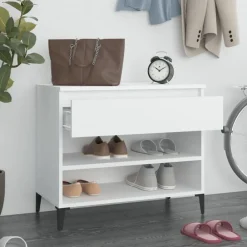 Produits Ménagers-vidaXL Armoire à chaussures 70x36x60 cm Bois d'ingénierie Blanc
