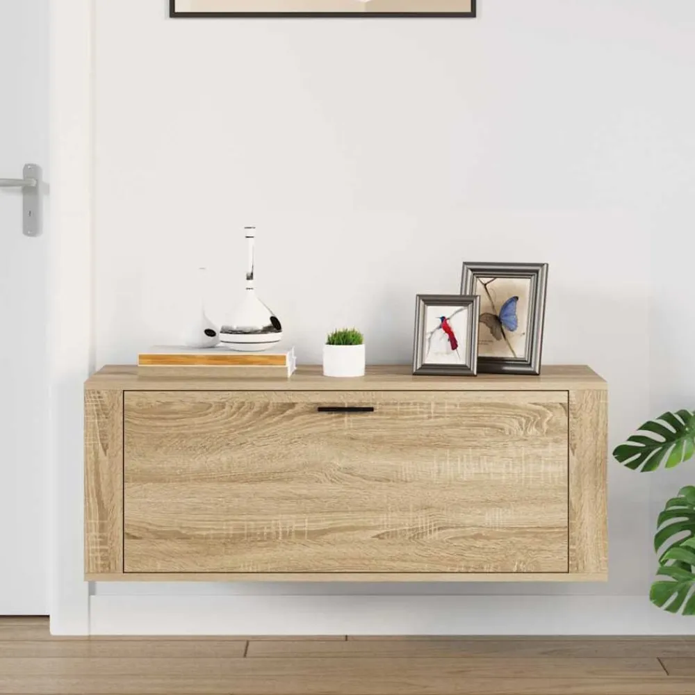 Produits Ménagers-vidaXL Armoire à chaussures murale Chêne sonoma 100x35x38 cm Chêne sonoma
