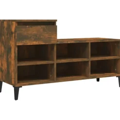 Produits Ménagers-vidaXL Armoire à chaussures Chêne fumé 102x36x60 cm Bois d'ingénierie Ch&ecirc;ne fumé