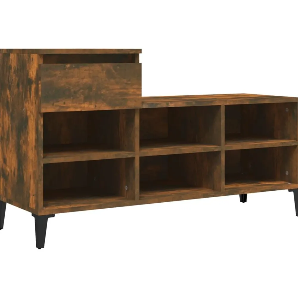 Produits Ménagers-vidaXL Armoire à chaussures Chêne fumé 102x36x60 cm Bois d'ingénierie Chêne fumé