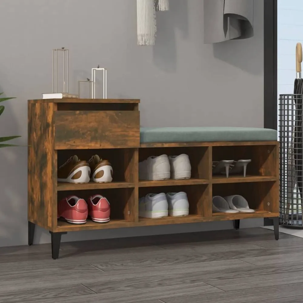 Produits Ménagers-vidaXL Armoire à chaussures Chêne fumé 102x36x60 cm Bois d'ingénierie Chêne fumé