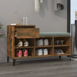 Produits Ménagers-vidaXL Armoire à chaussures Chêne fumé 102x36x60 cm Bois d'ingénierie Chêne fumé