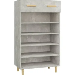 Produits Ménagers-vidaXL Armoire à chaussures 60x35x105 cm Bois d'ingénierie Gris béton