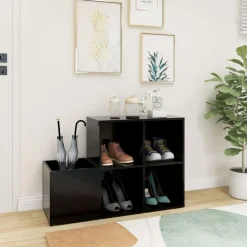 Produits Ménagers-vidaXL Armoire à chaussures d'entrée bois d'ingénierie Noir