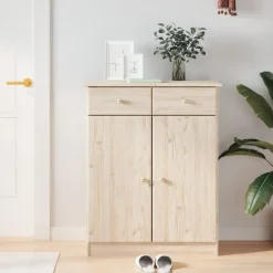 Produits Ménagers-vidaXL Armoire à chaussures ALTA 77x35x96 cm bois massif de pin Naturel