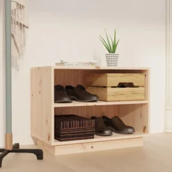 Produits Ménagers-vidaXL Armoire à chaussures 60x34x45 cm Bois de pin massif Naturel