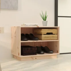 Produits Ménagers-vidaXL Armoire à chaussures 60x34x45 cm Bois de pin massif Naturel
