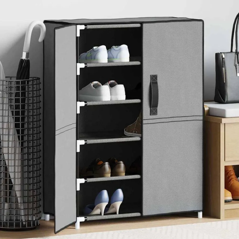 Produits Ménagers-vidaXL Armoire à chaussures 60x28x90 cm Tissu Gris