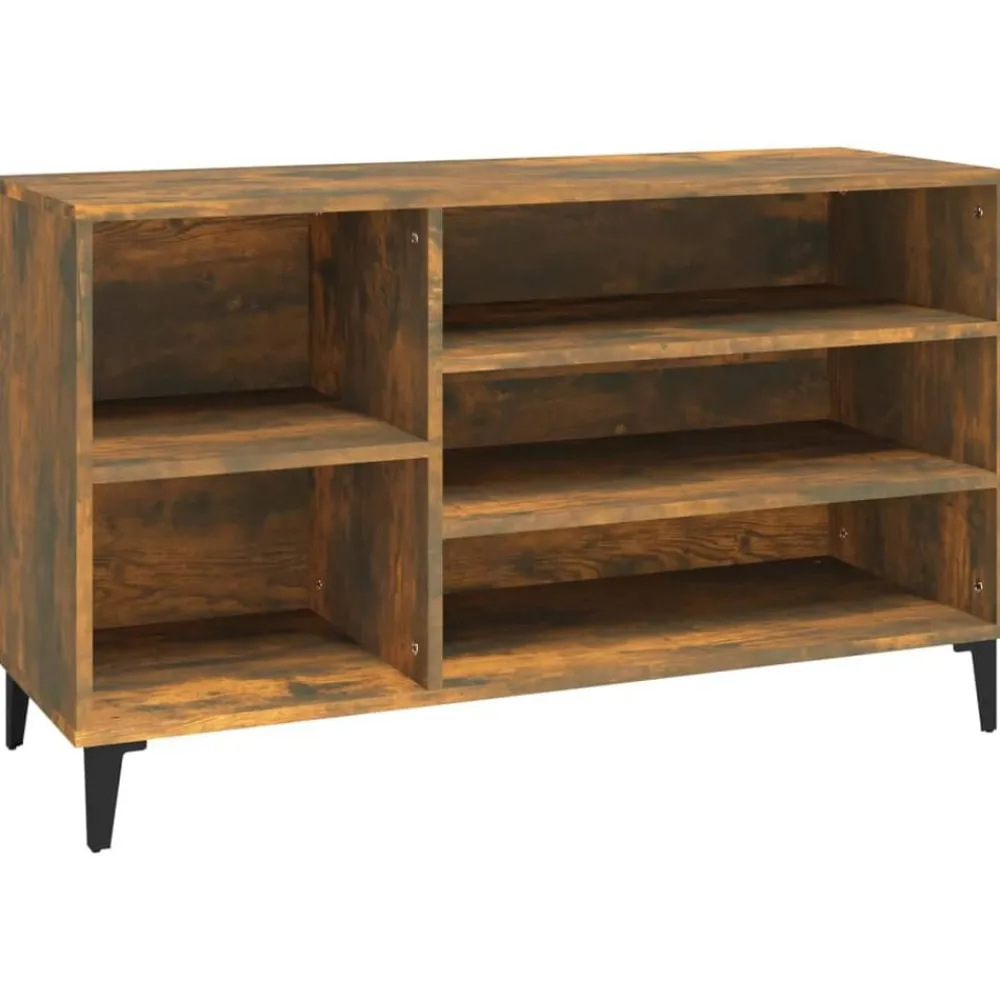 Produits Ménagers-vidaXL Armoire à chaussures Chêne fumé 102x36x60 cm Bois d'ingénierie Chêne fumé