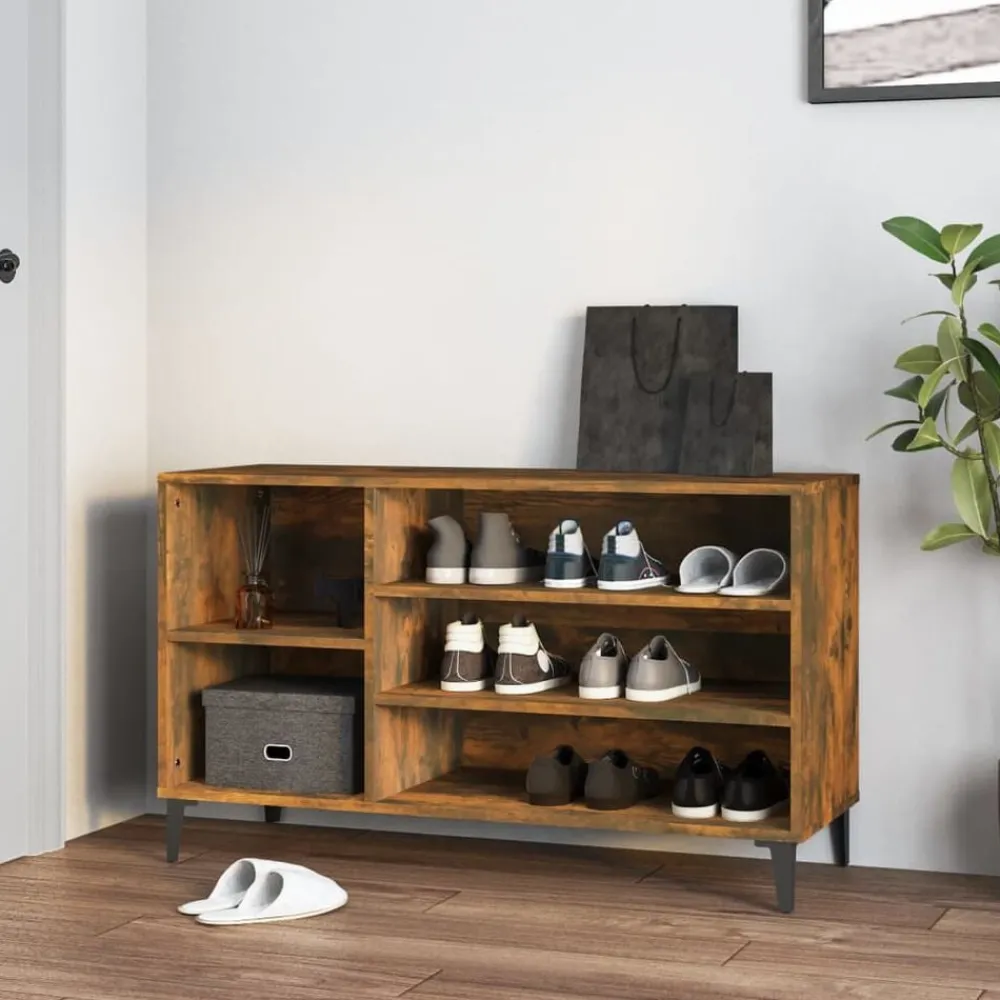 Produits Ménagers-vidaXL Armoire à chaussures Chêne fumé 102x36x60 cm Bois d'ingénierie Chêne fumé
