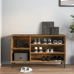 Produits Ménagers-vidaXL Armoire à chaussures Chêne fumé 102x36x60 cm Bois d'ingénierie Chêne fumé