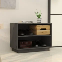 Produits Ménagers-vidaXL Armoire à chaussures 60x34x45 cm Bois de pin massif Gris
