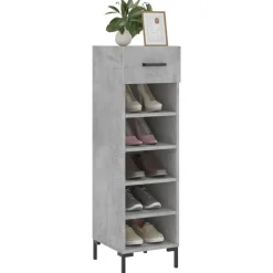 Produits Ménagers-vidaXL Armoire à chaussures 30x35x105 cm bois d'ingénierie Gris béton