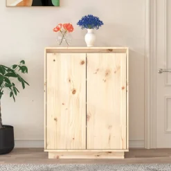 Produits Ménagers-vidaXL Armoire à chaussures 60x35x80 cm Bois de pin massif Naturel