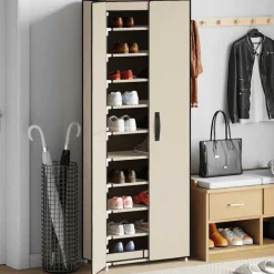 vidaXL Armoire à chaussures Crème 60x30x166 cm Tissu