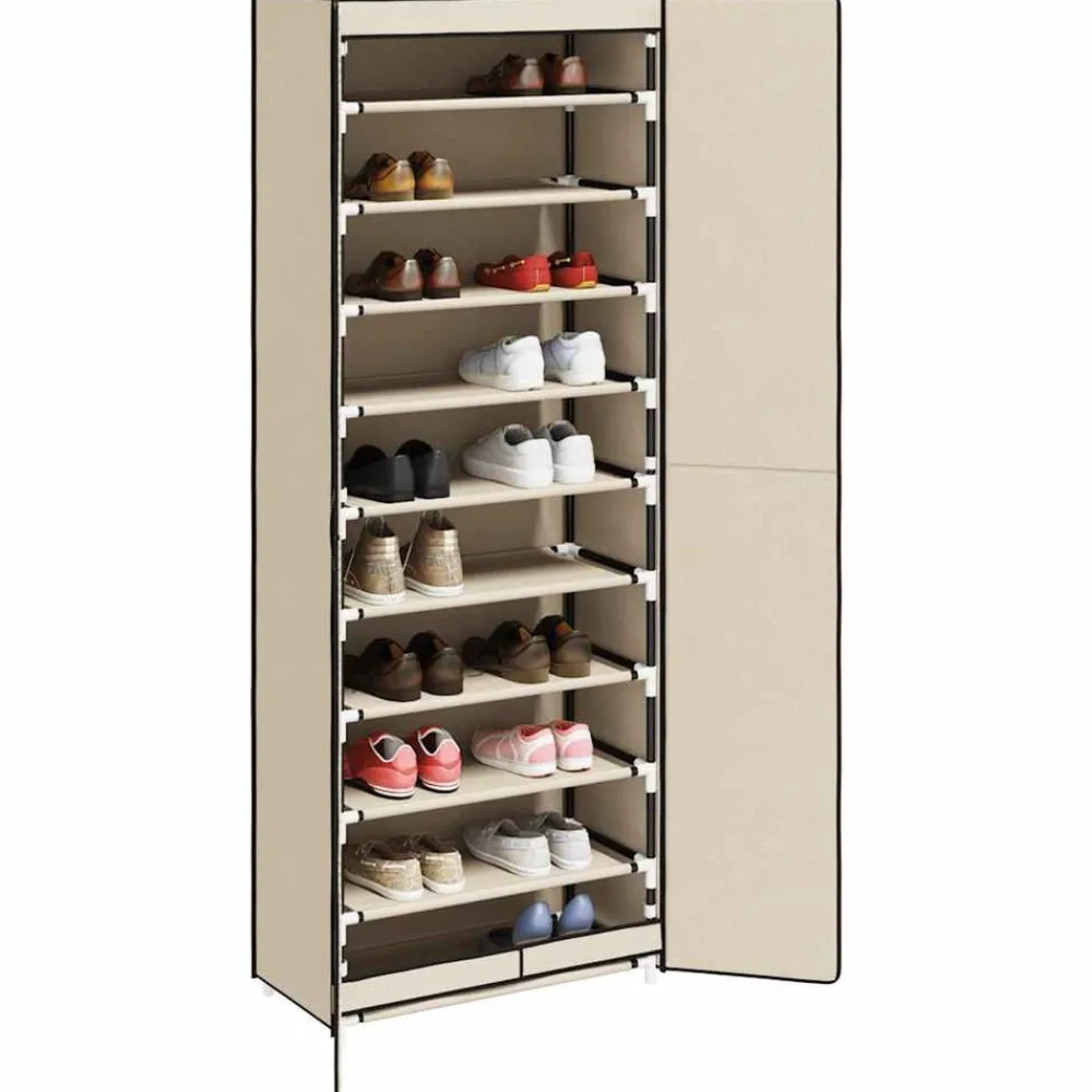 vidaXL Armoire à chaussures Crème 60x30x166 cm Tissu