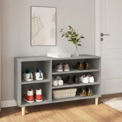 Produits Ménagers-vidaXL Armoire à chaussures 102x36x60 cm Bois d'ingénierie Gris béton