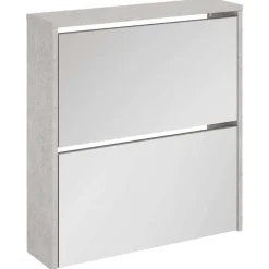 Produits Ménagers-vidaXL Armoire à chaussures et miroir 2 niveaux 63x17x67 cm Gris béton