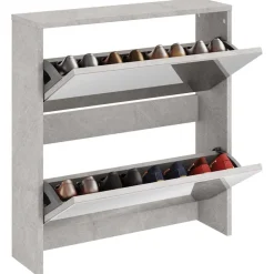 Produits Ménagers-vidaXL Armoire à chaussures et miroir 2 niveaux 63x17x67 cm Gris béton
