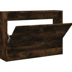 Produits Ménagers-vidaXL Armoire à chaussures chêne fumé 80x21x57 cm bois ingénierie Ch&ecirc;ne fumé