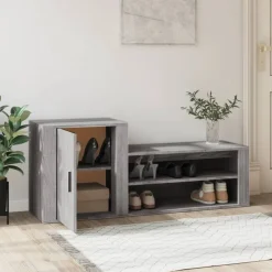 Produits Ménagers-vidaXL Armoire à chaussures 130x35x54 cm Bois d'ingénierie Sonoma gris
