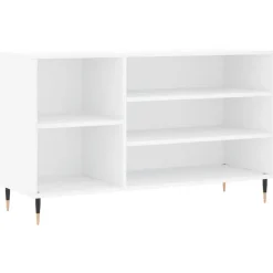 Produits Ménagers-vidaXL Armoire à chaussure 102x36x60 cm Bois ingénierie Blanc brillant