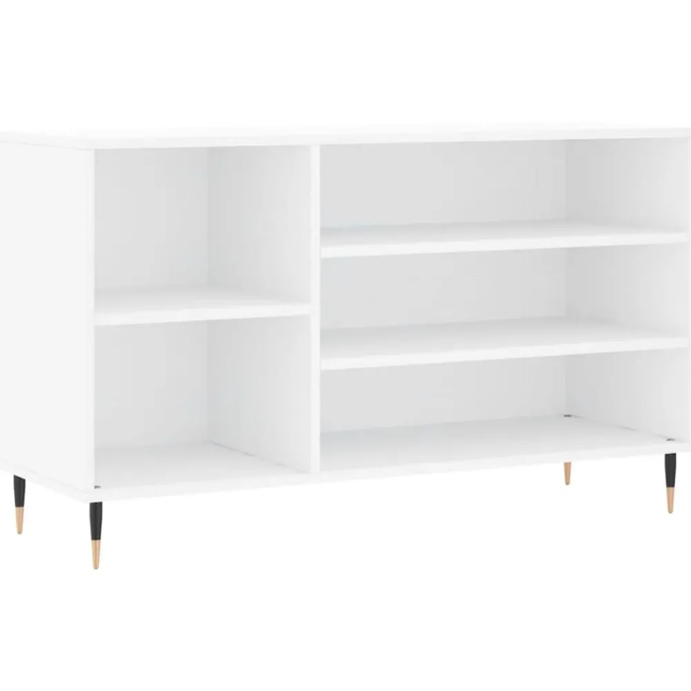 Produits Ménagers-vidaXL Armoire à chaussure 102x36x60 cm Bois ingénierie Blanc brillant