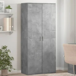 Produits Ménagers-vidaXL Armoire à chaussures 80x39x178 cm Bois d'ingénierie Gris béton