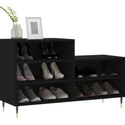 Produits Ménagers-vidaXL Armoire à chaussures 102x36x60 cm Bois d'ingénierie Noir