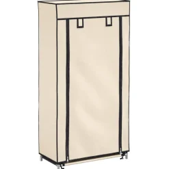 Produits Ménagers-vidaXL Armoire à chaussures avec housse Crème 58x28x106 cm Tissu Cr&egrave;me