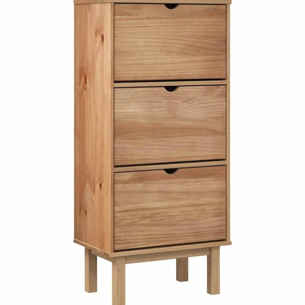 vidaXL Armoire à chaussures OTTA avec 3 tiroirs Bois massif pin