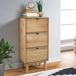 vidaXL Armoire à chaussures OTTA avec 3 tiroirs Bois massif pin