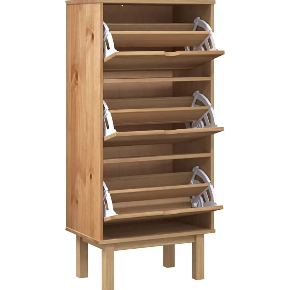 vidaXL Armoire à chaussures OTTA avec 3 tiroirs Bois massif pin