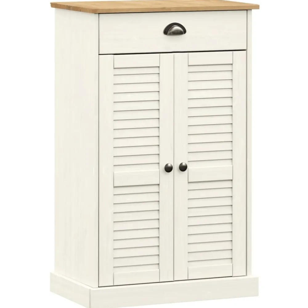 Produits Ménagers-vidaXL Armoire à chaussures VIGO 60x35x96 cm bois massif de pin Blanc