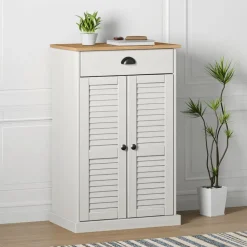 Produits Ménagers-vidaXL Armoire à chaussures VIGO 60x35x96 cm bois massif de pin Blanc