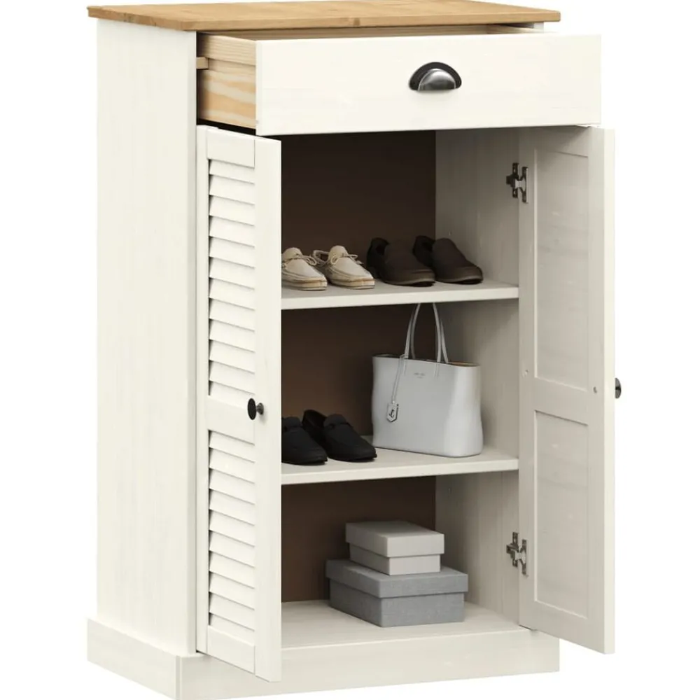 Produits Ménagers-vidaXL Armoire à chaussures VIGO 60x35x96 cm bois massif de pin Blanc