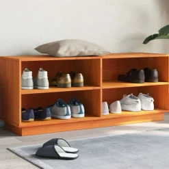 Produits Ménagers-vidaXL Armoire à chaussures cire marron 110x34x45 cm bois pin massif Marron cire