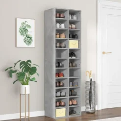 Produits Ménagers-vidaXL Armoire à chaussures 54x34x183 cm bois d'ingénierie Gris béton