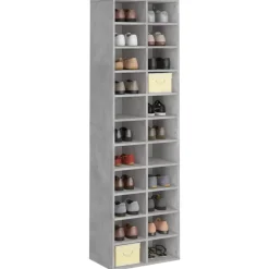 Produits Ménagers-vidaXL Armoire à chaussures 54x34x183 cm bois d'ingénierie Gris béton