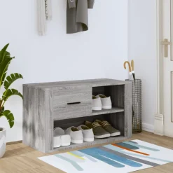 Produits Ménagers-vidaXL Armoire à chaussures 80x35x45 cm Bois d'ingénierie Sonoma gris