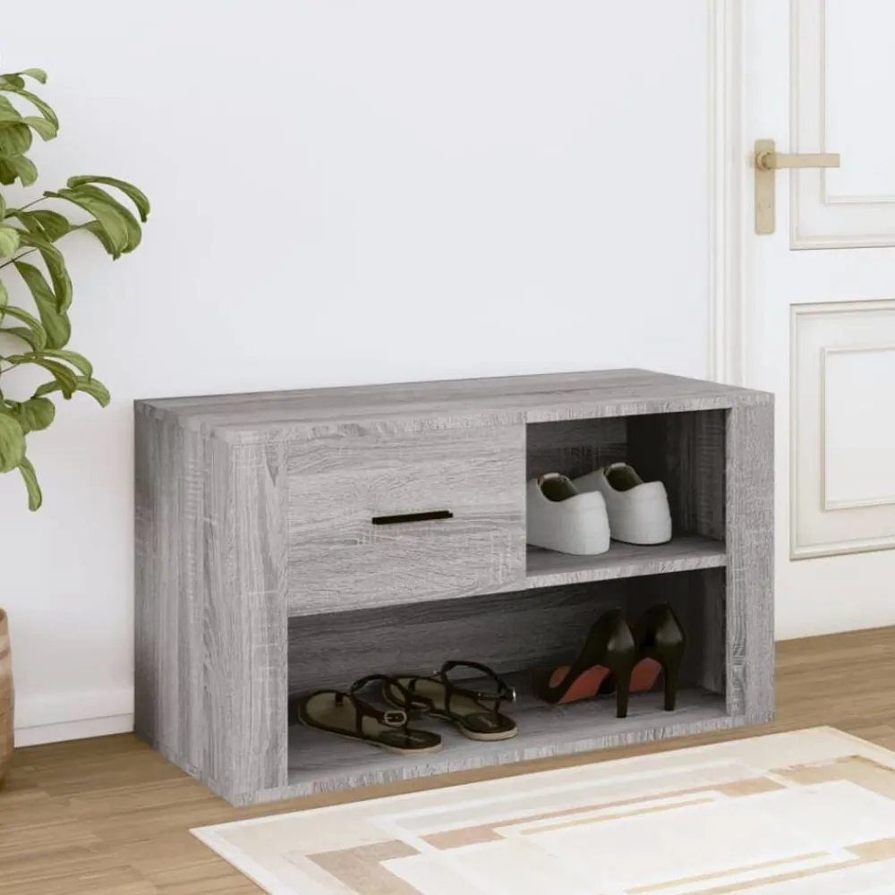 Produits Ménagers-vidaXL Armoire à chaussures 80x35x45 cm Bois d'ingénierie Sonoma gris