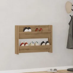 Produits Ménagers-vidaXL Armoire à chaussures murale chêne artisanal bois d'ingénierie ch&ecirc;ne artisanal