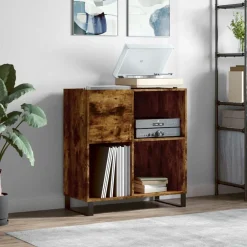 vidaXL Armoire à disques chêne fumé 84,5x38x89 cm bois d'ingénierie
