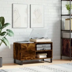vidaXL Armoire à disques chêne fumé 85x38x48 cm bois d'ingénierie