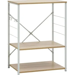 vidaXL Armoire à micro-ondes Blanc et chêne 60x39,6x79,5 cm