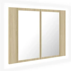 Armoires & Meubles De Rangement-vidaXL Armoire à miroir à LED de bain Chêne sonoma 60x12x45 Acrylique Ch&ecirc;ne sonoma