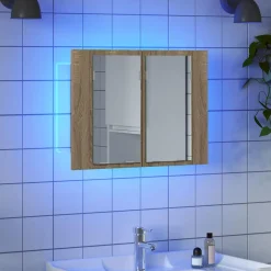 Armoires & Meubles De Rangement-vidaXL Armoire à miroir à LED de bain Chêne sonoma 60x12x45 Acrylique Ch&ecirc;ne sonoma