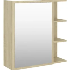 Armoires & Meubles De Rangement-vidaXL Armoire à miroir de salle de bain Chêne sonoma Bois ingénierie Ch&ecirc;ne sonoma